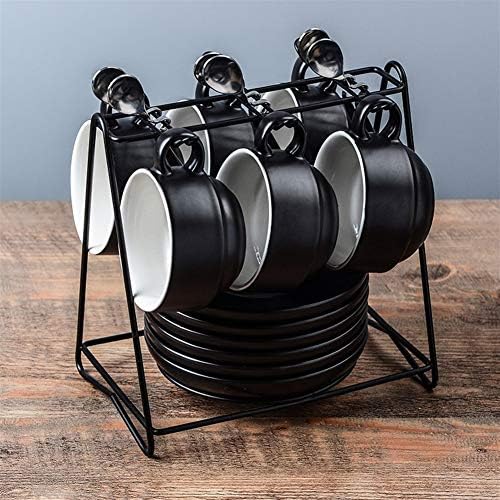 NICOLAS European Coffee Cup Set, Creative Coffee Cup, Ceramic Coffee Cup And Saucer Set English Coffee Cup (Color : Black)