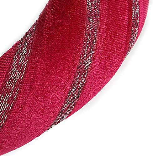 Retro Thicken Padded Velvet Glitter Stripes Wide Chunky Hair Band/Headband/Alice Band in Fuchsia - Image 5