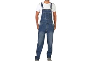 Men's Denim Bib Overalls, Men's Jean Jumpsuit Overalls Workwear Adjustable Straps Romper with Convenient Tool Pockets
