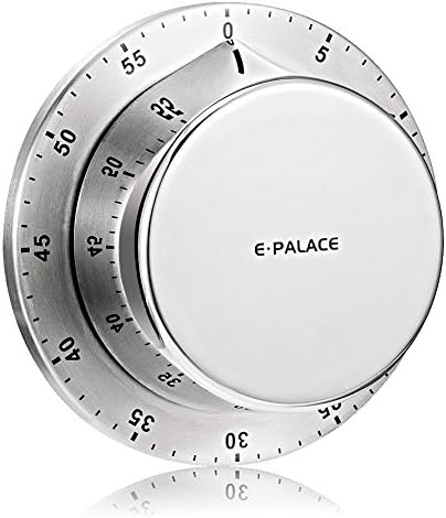 Mechanical Kitchen Timer with Magnet - 60 Minutes Magnetic Manual Countdown Timer - Loud Alarm Sound - Home Cooking Baking Washing Timer - Stainless Steel Body Mechanical Timer Silver by Yilida