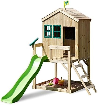 Tp Toys Forest Cottage Wooden Playhouse And 6ft Wavy Slide With
