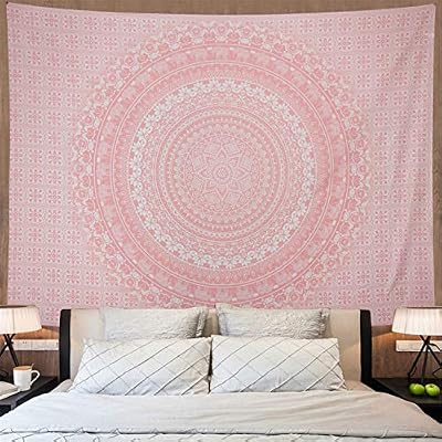 Amonercvita Tapestries Rose Gold Tapestry Pink Tapestry Wall Hanging Ombre Hippie Wall Tapestry Psychedelic Mandala Bohemian Tapestry Large Boho Tapestries For Bedroom Dorm Decor Amazon Sg Home