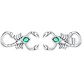 Punk Scorpion Stud Earrings 925 Sterling Silver for Women Men Green Crystal CZ Cool Insect Climber Earrings Cartilage Studs Piercing Gothic Jewelry Hypoallergenic