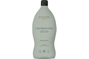 ATTITUDE Dish Soap, Made in Canada, EWG Verified, Plant-Based & Vegan Dishwashing Liquid, Naturally Derived, Fresh Garden Sce
