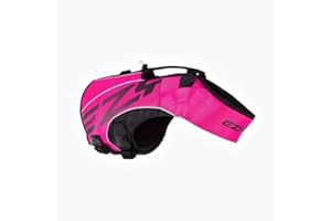 EzyDog DFD X2 Dog Life Jacket - Adjustable Swimming Safety Life Vest Preserver with Continuous Neck Flotation, Reflective Trim, & Grab Handle (Small, Pink)