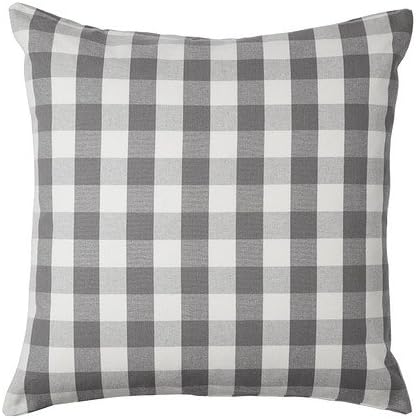 Ikea Smanate 20" x 20" Gray &amp; White Gingham Cushion Cover - 100% Cotton