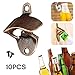 KEKLLE Set of 10 Bottle Opener Wall Mount Rustic Beer Cap Opener Coke Bottle Wine Soda Openers Vintage Look with Mounting Screws for Kitchen Cafe Bars