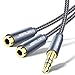 JSAUX Headphone Adapter, 3.5mm Male TRS to Dual 3.5mm Female Stereo Y Splitter for iPhone, Samsung, Tablets, Laptop, PlayStation and More [Grey]