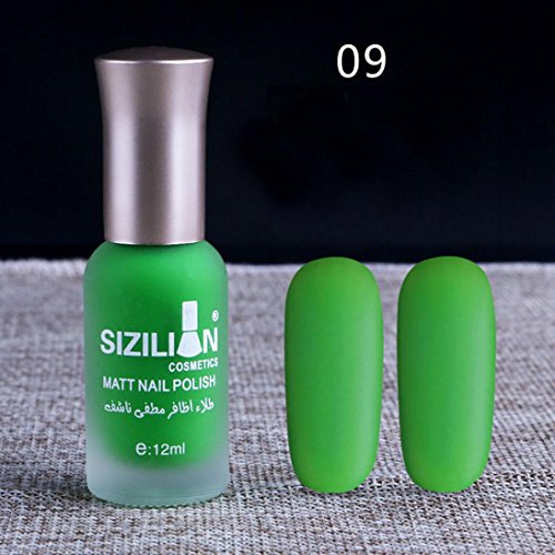 Matte Dull Nail Polish XUANOU 12ml Fast Dry Long Lasting Nail Art Matte Nail Polish Gel (Green)