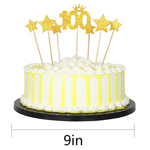 PALASASA Gold glitter 100 Days Cake Topper and pentacle for Parties Baby Happy Birthday,set of 7 - Thumbnail 5