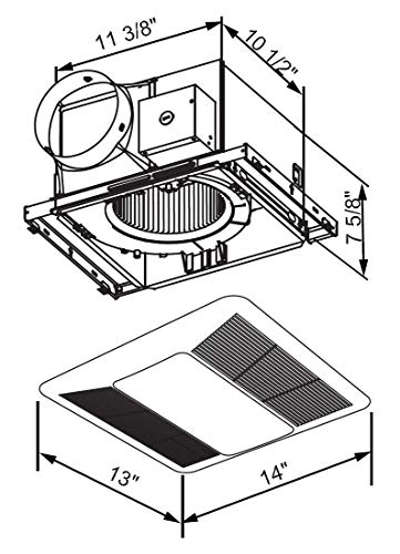 KAZE APPLIANCE SE110L2 Ultra Quiet Bathroom Exhaust Fan with LED Light and Night Light, 110 CFM, 0.9 Sones