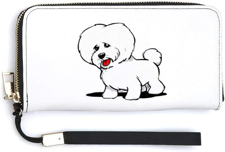 Amazon ロングウォレット ビション フリーゼ 子犬 かわいい 長財布 レザー ウォレット さいふ 小銭入れ お札入れ 二つ折り コインケース ラウンドファスナー ビジネス 紳士 多機能 ストラップ付 大容量 防水 携帯便利 携帯電話 ボックス付き スマホ入れ可 Pbl