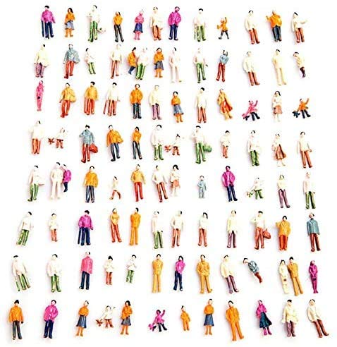 Photo 1 of 1:100 HO Scale Models People Set, Airlxf 200PCS DIY Resin Scale Figures Tiny People Sitting Mixed Painted Model People Colorful Seated Standing People Train Park Street Passengers Sitting Pose
