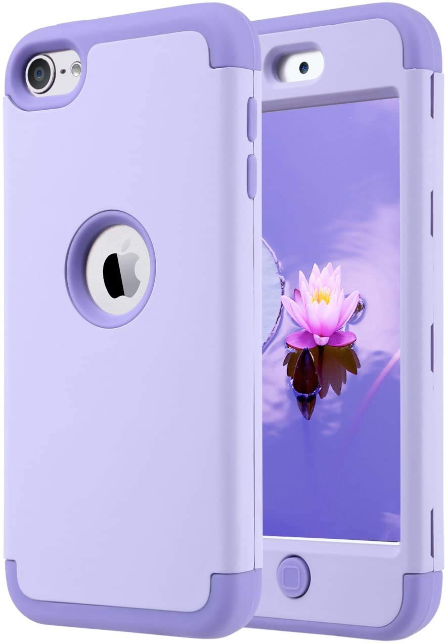 ULAK for iPod 7 Case, iPod Touch 5/6 Case Hybrid 3 Layer Silicone Bumper Shockproof Hard Case Cover for Apple iPod Touch 5th/6th/7th Generation - Purple — image 1