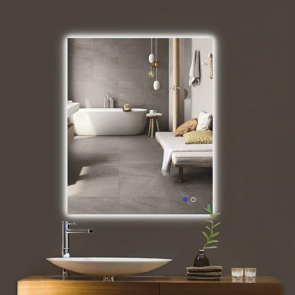 Keonjinn 24'' x 32'' LED Backlit Mirror Bathroom Wall Mounted Vanity ...