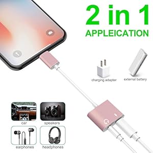 Lightning Headphone Jack Adapter for iPhone 7/7 Plus/iPhone 8/8 Plus/iPhone X 10/iPad/iPod.Lightning to 3.5mm Earphone Splitter Jack Stereo Accessories for iPhone 7/7 Plus. Support IOS 11 (White) by Leantuq