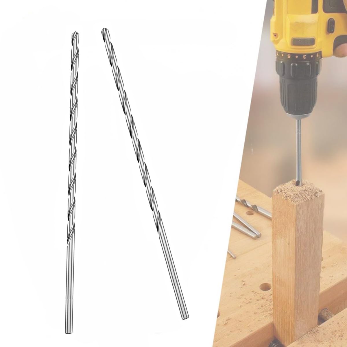 2 PCS 200MM x 3MM Extra Long Hss Drill Bit Set,Twist Drill Bits Straight Shank Tool Drill Bit (3MM)