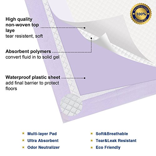 Petphabet 100 Pack Dog Pee Pads 23 by 24 Inches,Lavender Scented Dog