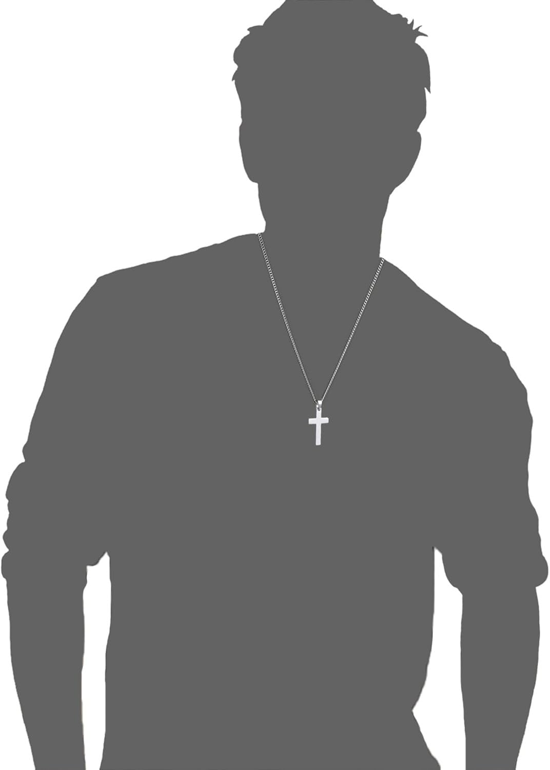 Xianli Wang Jewelry Mens Womens Simple Cross Pendant Stainless Steel Titanium Necklace (White) - Image 3