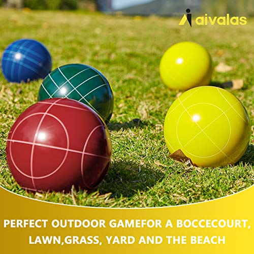Aivalas Bocce Ball Set, 100mm Bocci Ball Set with 8 Resin Balls
