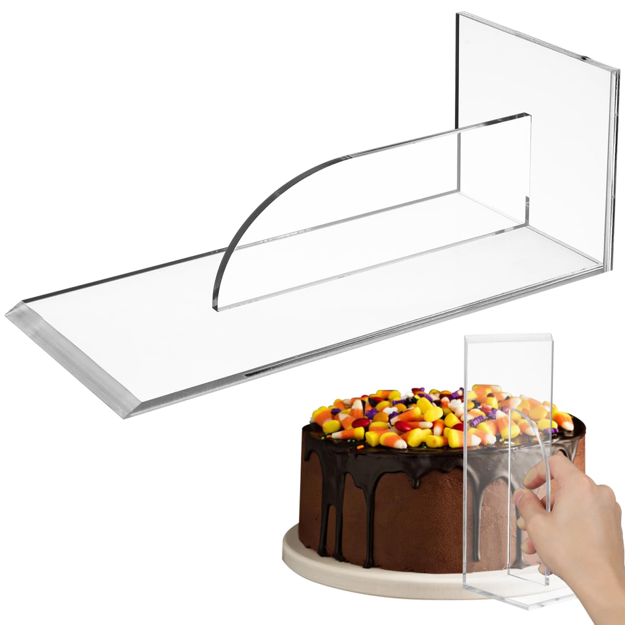 Toddmomy Acrylic Cake Smoother - Transparent Cake Smoother for Buttercream, Fondant, and Cream - Baking Accessories for Professional and Personal Use - 8.66 X 3.94 X 3.15 Inches
