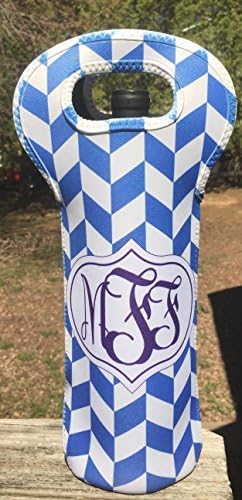 Monogram Wine Bottle Holder With Chevron Pattern Fully Customizable/Wedding Gift/Birthday Gift