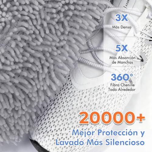 Teletrogy 2-Piece Slippers Washing Bag with Zip, Washable Laundry Bag in Mesh Chenille Fabric, Reusable and Anti-deformation, Grey, 19.5 x 13.5 x 11.3 cm, Large Size