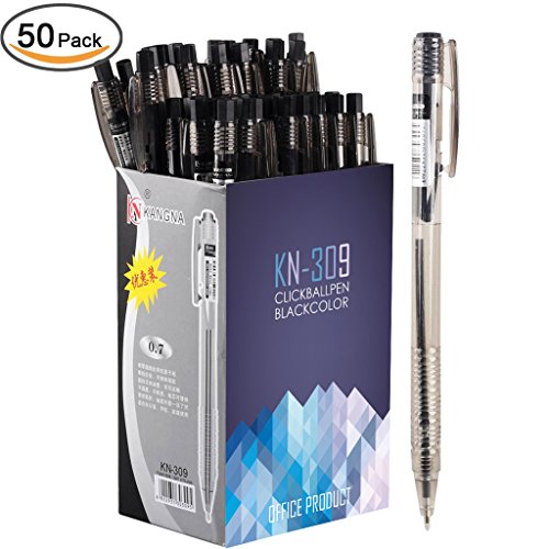 Comix KN-309 Easy Touch Retractable Ballpoint Pens, Fine Point, Black Ink, 0.7mm, 50 sticks