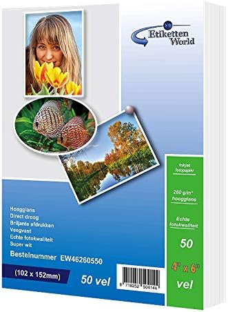 Photo Paper 6X4 Glossy Paper for Photos Photographic Paper for Printer 260 GSM Photo Printer Paper Pack of 50 Sheets for Inkjet Printers EW6X4-26050