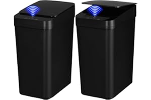 QSFWCSM 2 Pack Bathroom Trash can,Smart Touchless Trash Can,Automatic Motion Sensor Trash Bin with Lid,2.4 Gallon Garbage Can