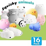16 Squishy Toys by SQUISHEE- Squishy Cat Stress Reliever-Mochi squishy Stress Toys, Soft Squishy Stress Relief Animal Toys-Cute Squishy Toys Stress Reliever, Kawaii Soft Squeeze Toys Kawaii squishies