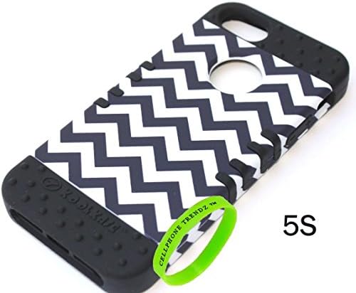 iPhone SE Case, Cellphone Trendz Heavy Duty Hybrid Silicone Chevron Anchor Design Hard Shell for Apple iPhone Se, iPhone 5s (Chevron on Black)