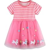 LitBud Tulle Dress for Girls Birthday Outfit Party Dresses Toddler Short Sleeve Causal Summer Tutu Skirts for 1-8 Years