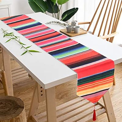Mexican Serape Table Runner With Tassels Mexican Blanket