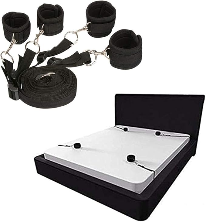 Flovey Woman's Bed Tied Stráps Bedroom Cuffs Set (Black) Amazon.ca
