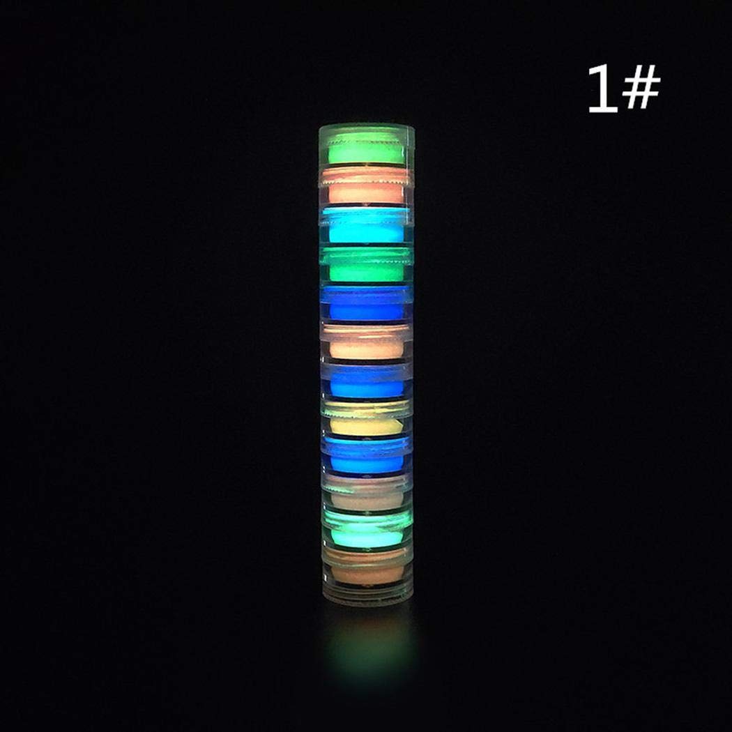 Codemack Luminous Nail Art Powder, Night Fluorescence Pigment Ultrafine Glitter Glow Powder Tip Beauty Tool