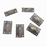 WEICHUAN 20pcs Antique Bronze Tone Hinges - Vintage Drawer Box Case Cabinet Cupboard Carpenter Repair decoration Hardware with screws (style 1)