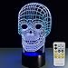 NINE SQUARE EGOU Skull Lamp Remote Controller LED Touch 7 Colors Changing Table Desk Lamp Optical Illusion Light Halloween Decorations Acrylic Lamp Halloween Decorations Kids Lamp Halloween Lights