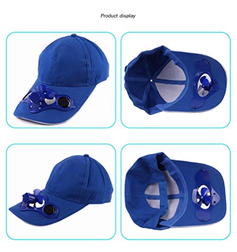 Tiean Solar Powered Fan Cooling Baseball Cap for Camping Hiking Fishing Golf Tennis (White) - Thumbnail 3