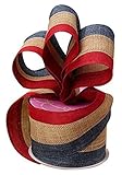 Rustic Patriotic Burlap Striped Ribbon - 2 1/2