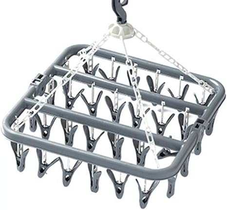 Amazon Co Jp ニカ ハンガー ピンチ付き 32ピンチ ピンチハンガー 洗濯物干し 折りたたみ式 洗濯ハンガー 収納便利 防風フック 洗濯ピンチ ひっぱる 角型 絡みにくい 靴下ハンガー 小物対応グレー ホーム キッチン