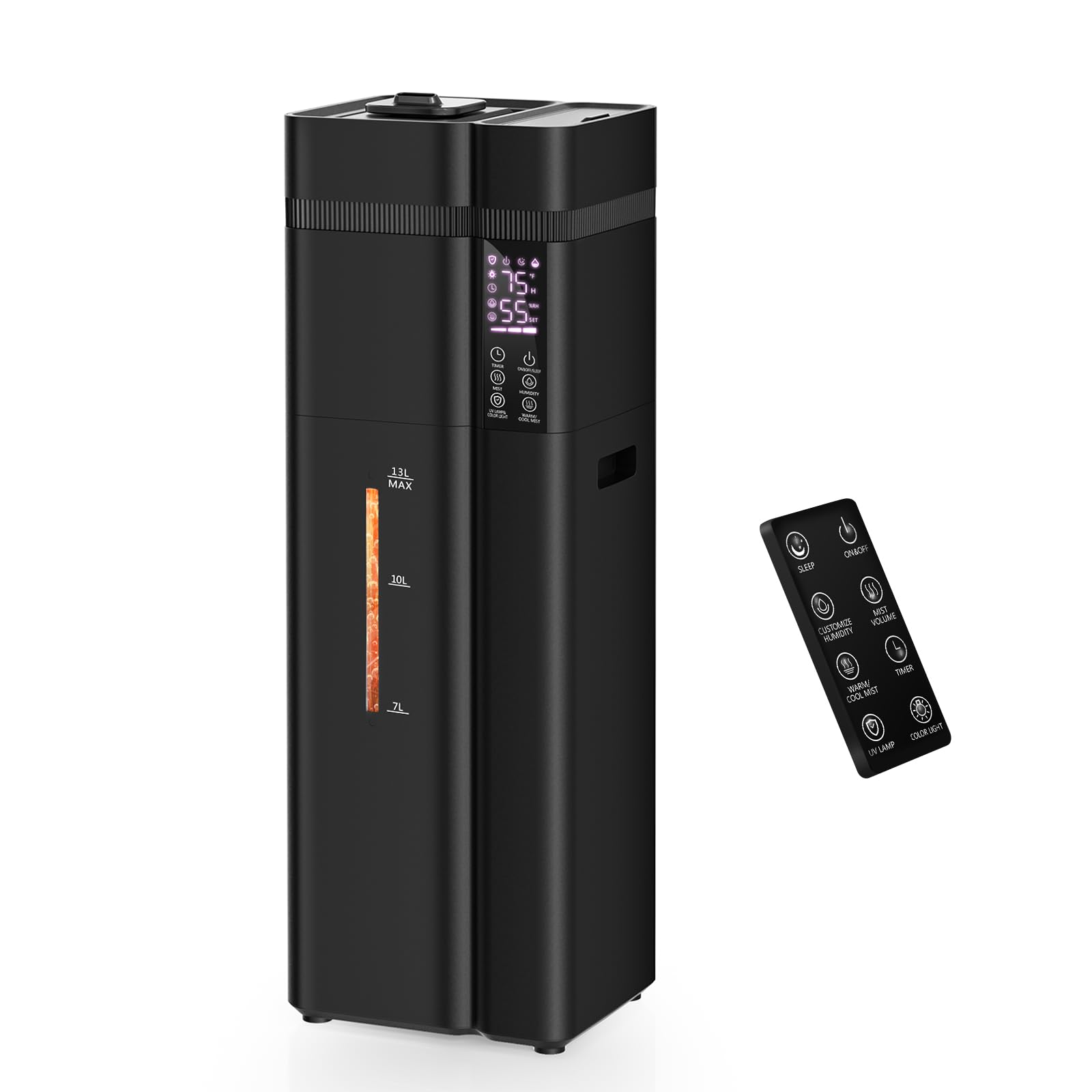 Photo 1 of Zeova 13L/3.4Gal Humidifiers for Bedroom, Ultrasonic Warm & Cool Mist Humidifier Large Room, Covers 800ft², 72H Runtime, 24H Timer, 3 Mist Modes Top Fill Quiet Humidifiers for Home, Office, Black