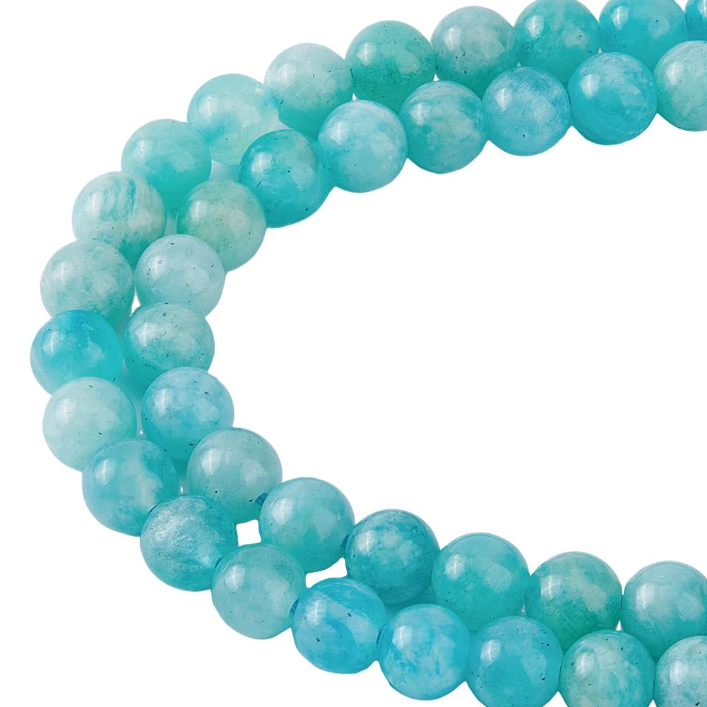 HOBBIESAY 182 Pcs 2 Strands Natural Round Beads 4-4.5mm Strands Dyed Jade Smooth Crystal Beads Gematone Loose Beads for Necklace Jewelry Earring Making Crafts Gifts Hole: 0.8mm