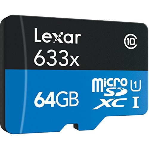 Lexar High-Performance 64GB MicroSDXC 633x Class10 UHS-I U1 High-Speed Flash Memory Card - LSDMI633R64GB (Latest Version)