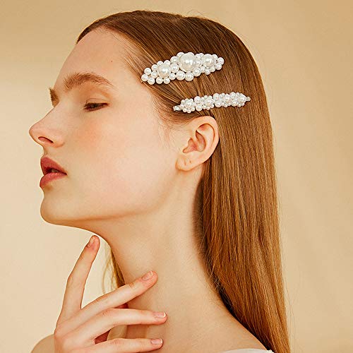 Onlyesh Pearl Hair Clip for Women Hair Pins for Girls Hair Decorative Silver Pearl Alligator Clips Gold Fashion Styles (8pcs)