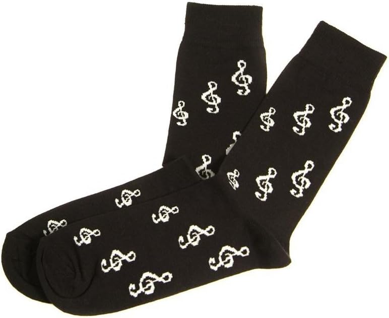CandybayMusic Gifts Company Treble Clef Socks in Black - Pair