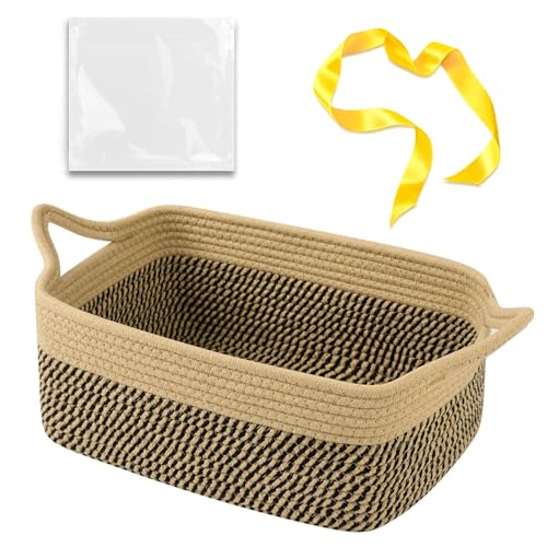 OIAHOMY Woven Storage Basket Black & Yellow