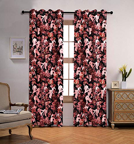 Ultimate Trends Polyester Set Of 2 Piece Modern Digital Printed Curtain For Window And Door Home Decorations - 10 Feet, Marron