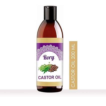 Rory Castor Oil Cold-Pressed For Hair Growth 100% Pure & Organic For Moisturizing, Dry Skin, Nail Care, Eyelashes 200ml