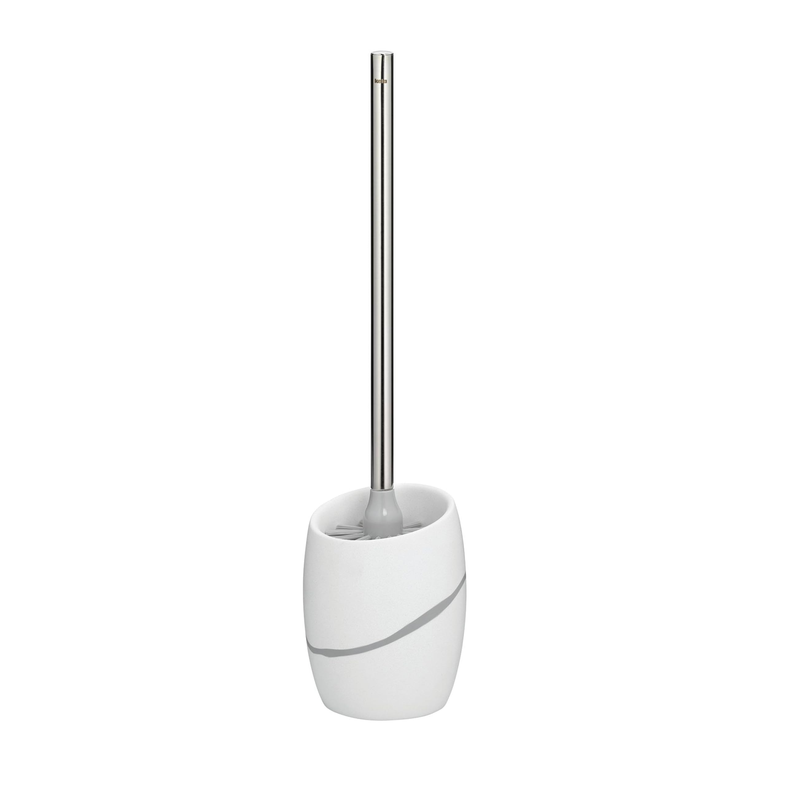 kela 20304 Toilet Brush and Container, Natural Stone Look, Polyresin, White, Talus
